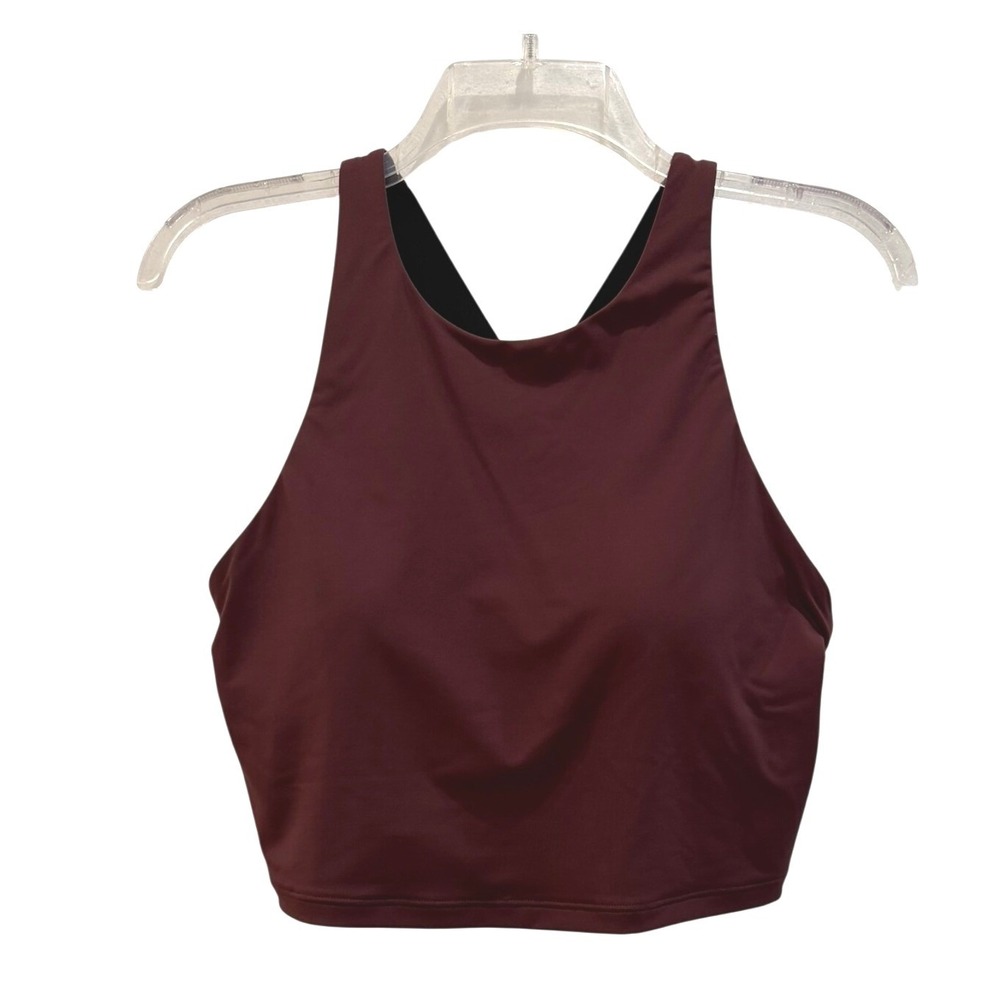 Athleta Warrior Longline Sports Bra Burgundy Maroon Strappy Back Size M